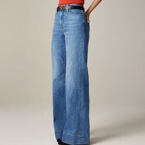 J.Crew 1996 Curvy Denim Trouser Wide -leg Jeans WMNS 25 Blue Stretchy High Rise